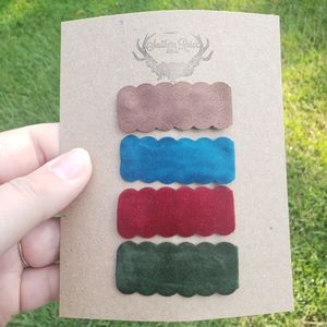 Fall velvet & suede snap clip set for hair